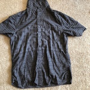 Gray patterned casual button down T-shirt